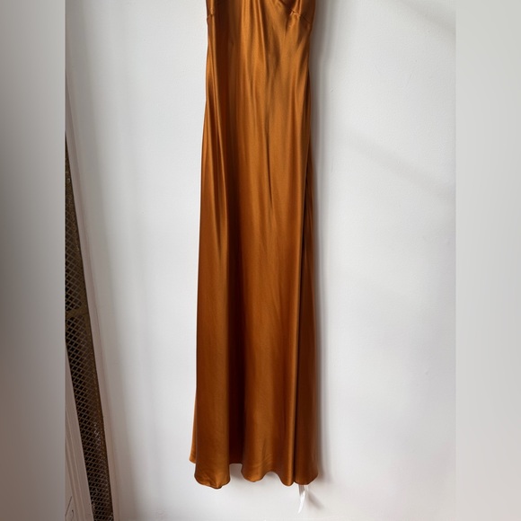 NWT NEW Reformation Daniela Silk Maxi Deep V Dress Copper Burnt Orange Brown - Picture 13 of 17